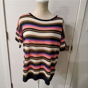 Talbots Striped Linen Knit Top Size XL